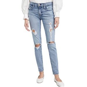 FRAME Le Garçon Jeans Beldon Rips Classic Blue boyfriend Distressed Women 29